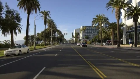 Driving Plates Multi Angle Santa Monica 13 CAM2 Rear Beach Resort 60fps Stock Footage 71900858