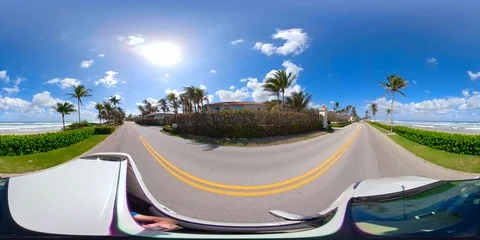Driving plates vr360 spherical video West Palm Beach Florida USA Stock Footage 86717924