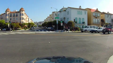 Driving Point of View San Francisco Marina Ocean District from Sports Car HD Stock Footage 37327659