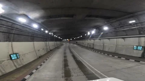 A Driving Point of View Shot at Atal Tunnel Stock Footage 208928570
