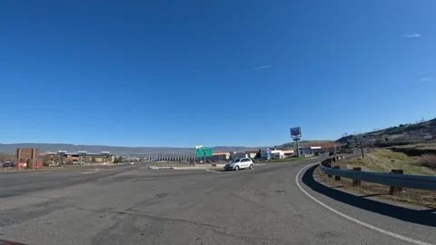 Driving POV approaching The Dalles Bridge along Interstate 84 highway OR, USA Stock Footage 330720042