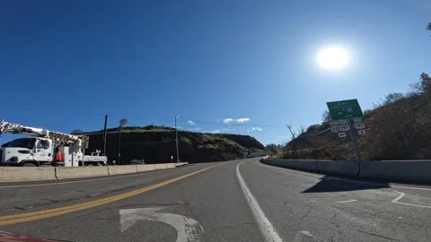 Driving POV crossing over Interstate 84 along US Highway 30 approaching bridge Video stock 330727464