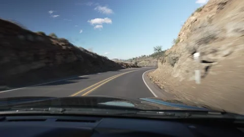 Driving POV on a curving highway in the Ochoco Mountains of Oregon Stock Footage 346794786