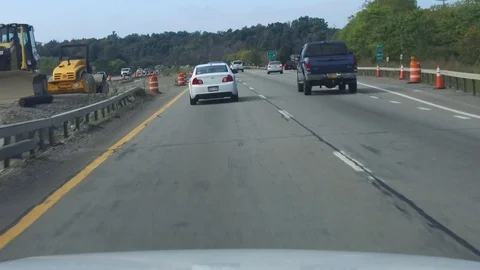 Driving POV - Driving in Construction 库存影片 109655115