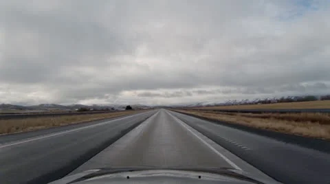 Driving POV - High Desert Freeway - Cloudy - Oregon Interstate 84 Southbound 2 Stock Footage 22569752