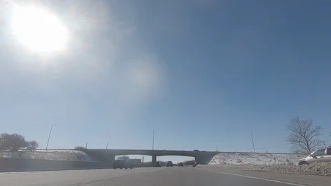 Driving POV low angle fast to the pavement on highway with traffic Video stock 103095691