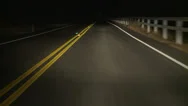 Driving Pov Night, Yellow Lines, 30P Stock Footage
