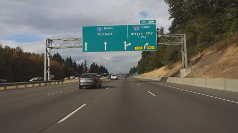 Driving POV North to Portland Oregon Interstate 5 Stock Footage 42251406