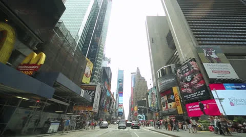 Driving POV shot of New York City street Times Square time-lapse timelapse fast Stock Footage