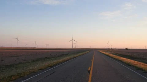 Driving POV through a Texas wind farm Stock Footage 133172800
