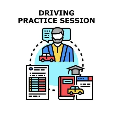 Driving practice session for new learners acquiring skills 스톡 일러스트