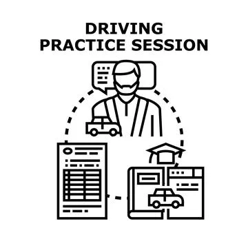 Driving practice session for new learners acquiring skills Ilustración de archivo
