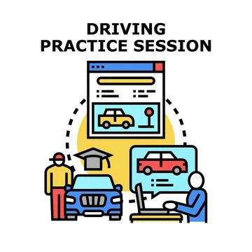 Driving practice session online concept illustration Ilustración de archivo