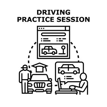 Driving practice session online concept illustration Stock Illustration