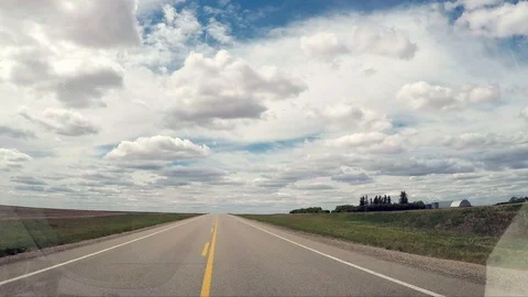 Driving in the Prairie of Canada Stock Footage 124027274