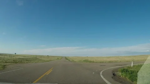Driving in the Prairie of Canada Stock Footage 124032552