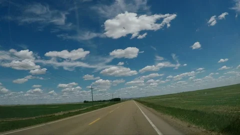 Driving in the Prairie of Canada Stock Footage 124385727