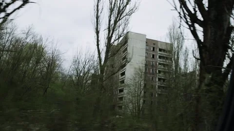 Driving into Pripyat, Chernobyl Video stock 178409786