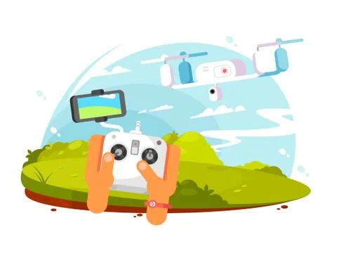 Driving quadcopter design flat イラスト素材