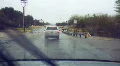 Driving in the rain - 9 - flooded dip on rural road Video HD