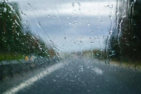 Driving in the Rain, drivers view Stock Photos