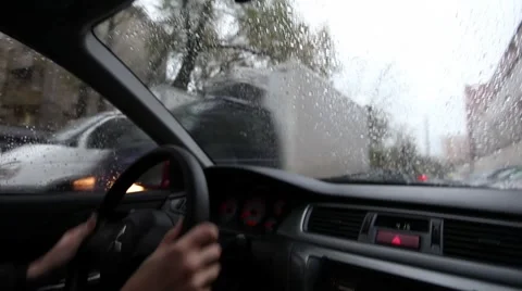 Driving at rain Stock Footage 902741