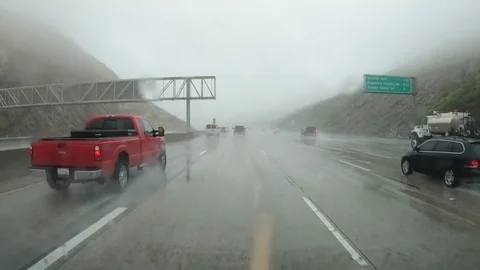 DRIVING IN THE RAIN Stock Footage 92205373