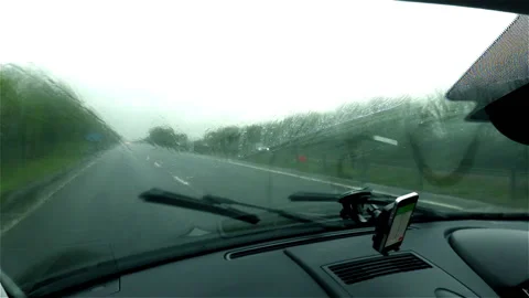 Driving in the rain Stock Footage 132119380