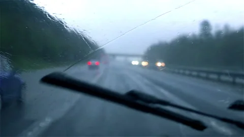 Driving in the rain Stock Footage 132119921