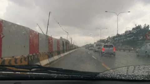 Driving in the rain Stock Footage 145376570