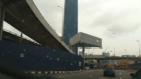 Driving in the rain hyper lapse. 库存影片 105459828