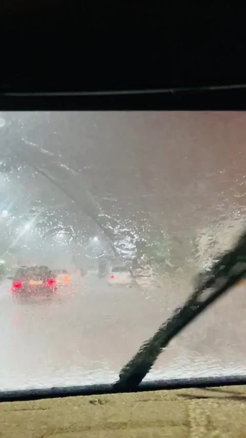 Driving in the rain at night, windshield wipers moving Vídeos de archivo 336849463
