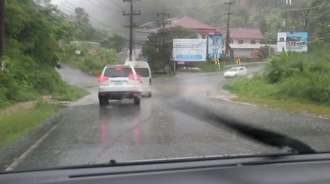 Driving in the Rain Phuket Stock Footage 42707107