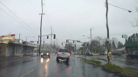 Driving in Rain Point of View Timelapse Stock Footage 45989011