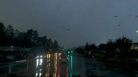 Driving in the Rain POV Stock Footage 222726762