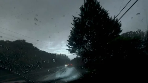 Driving in the Rain POV Stock Footage 222726786