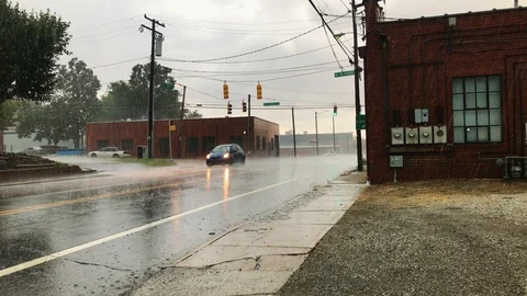 Driving in rain thunderstorm Stock Footage 91899109