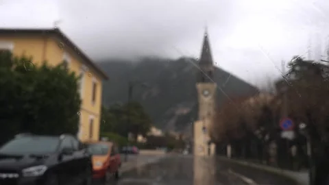 Driving in Rain with Windshield Wipers On Video stock 328643954