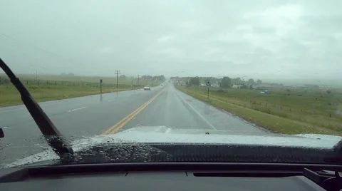 Driving in rain with wipers on Stock Footage 42907279