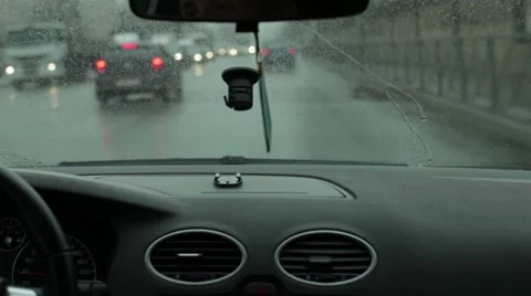 Driving in rainy weather Stock Footage 62468950