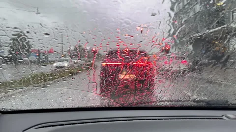 Driving in rainy weather seen from the inside of a car. 動画素材 320969136