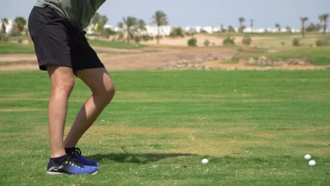 Driving Range Golf. Man practicing with golf club. Slow motion Video stock 194576581