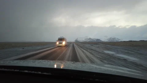 Driving on Ring Road in Iceland in Winter Stock Footage 230764339