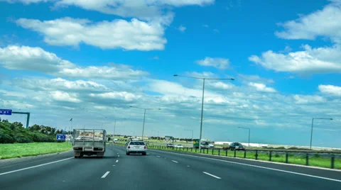 Driving on road Stockbeeldmateriaal 32419471