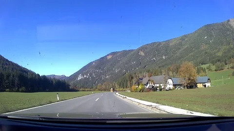 Driving on a road in hinterstoder, austria Stock Footage 127017831