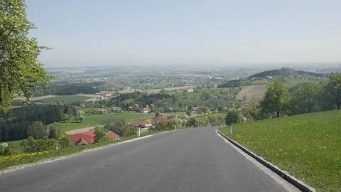Driving on a road in the lower austrian district mostviertel Stock Footage 127080944