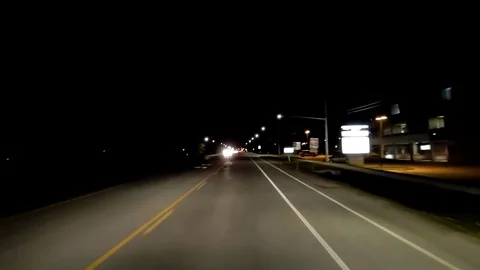 Driving On Road At Night 001 Stock Footage 93682746