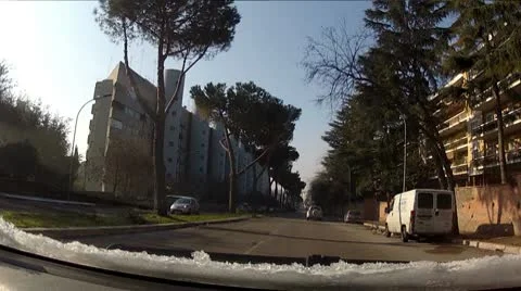 Driving on the road with snow on the windshield Stock Footage 10792959