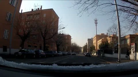 Driving on the road with snow on the windshield Stock Footage 10793007