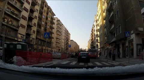 Driving on the road with snow on the windshield Stock Footage 10793134